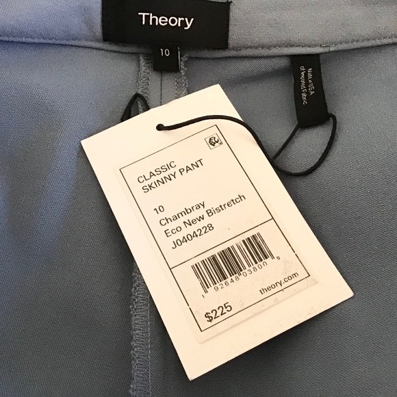 Theory 10 NWT Classic Skinny Pant Chambray $225 - Picture 7 of 9